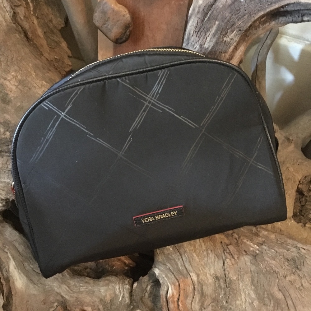 VERA BRADLEY LARGE BLACK COSMETICS BAG 10x9